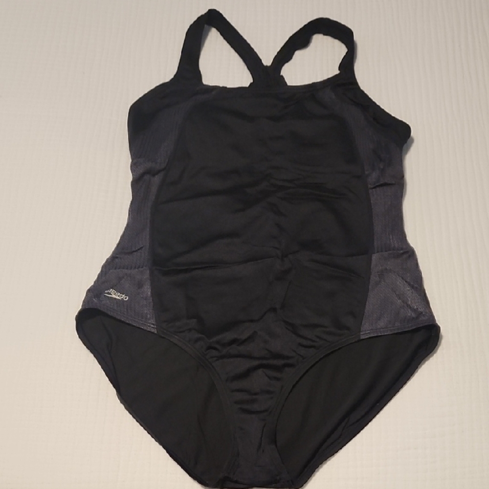 Speedo Black One-Piece Swimsuit Racerback Design